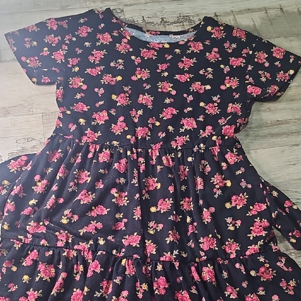 Old Navy Kids Dress - Pink Floral on Black